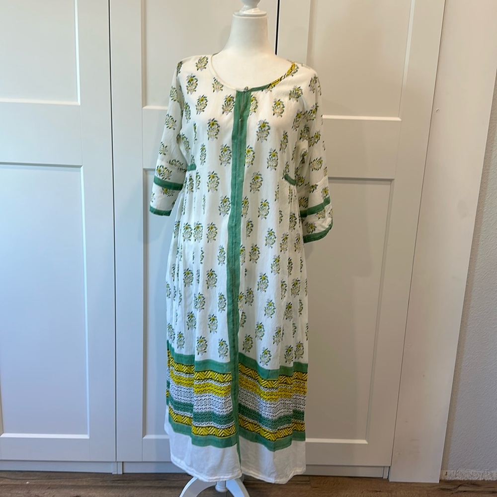 Kerry Cassill Indian Cotton Maxi Caftan Dress M/L